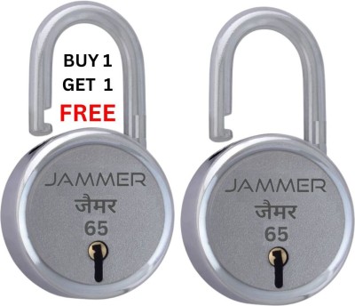 Jammer Pack of 2 Round 65 Padlock with 3 Keys, Heavy-Duty Lock for Home, Door, Gate Lock(Silver)