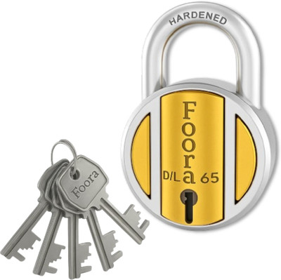 Foora Brass Lock With 5 Keys - 65mm Premium Quality Padlock Padlock(Gold)