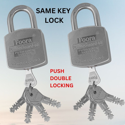 Foora PrimeGuard 60 Same Key Lock Set Secure Home Door, Gate, and Shutter Lock Padlock(Silver)