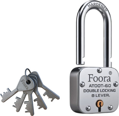 Foora Atoot 60 LS with 5 Keys - Long Shackle Security Lock Padlock(Silver)