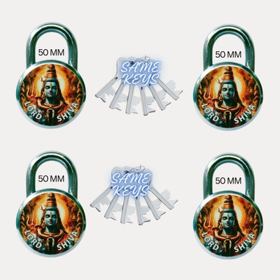 onepro Lord Shiva 50mm, 4 Padlocks with 12 Same Keys Double Locking 7 Levers Padlock(Laser Print Finish)