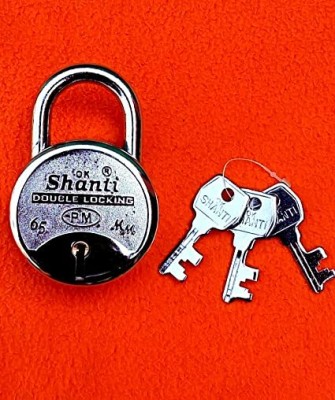 Lapfuture OK Shanti Double Locking Make in India Aligarh 65MM Lock 9 LEVERS (With 3 Keys) Padlock(Silver)