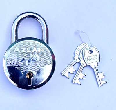 Azlan i 10 Make in India Aligarh 65MM (Pack of 1) 8 LEVERS (with 3 Regular Keys) Padlock(Silver)