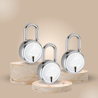 PLUS POINT 50mm Heavy Duty Padlock 6-Lever Double Locking Security Lock ,3 Keys Padlock(Silver)