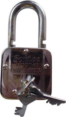 OmShreeShyam Sonica 10 lvrs 70 mm atoot double locking Padlock(Silver)