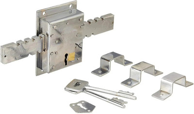 HARRISON H-0579 Iron Three Lever Godown Lock Set Padlock(Silver)