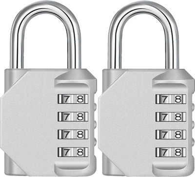 Store2508 Combination Padlock with Solid Zinc Alloy Metal Body(NQ277_SILVER_2Pcs) Combination Lock(Silver)