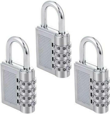 HENJI PuthaK 4-Digit Safe PIN Hand Bag Shaped Combination Lock (Pack of 3) Combination Lock(Silver)