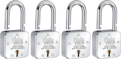 HALA Atoot 65 Double Locking 8 Steel Lever Hardened Shackle Comes With 3 Keys Padlock(Silver)