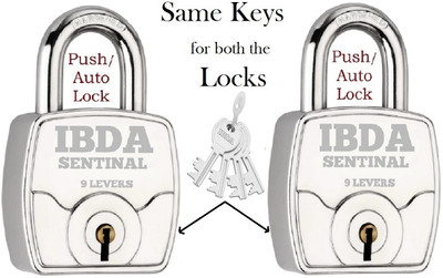 IBDA 2 same key lock|2 lock with common key|multiple lock with single key|steel body Padlock(Silver)