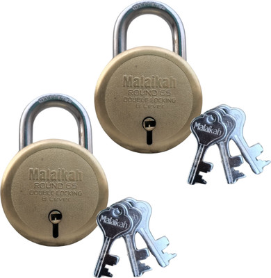 Malaikah Round 65mm Double Locking 8 Lever With 3 Keys Round Padlock Padlock(Gold)