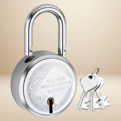 PLUS POINT 50mm Heavy Duty Round Padlock 6 Lever With 3 Keys Padlock(Silver)