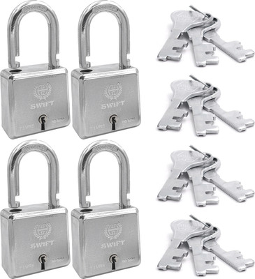HARRISON Padlock/Square Padlock 60mm 7 Lever with 3 Keys SWIFT-0229 Pk_4/ Steel Material Padlock(Chrome Plated)