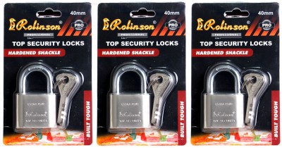 Shyam Sarowar Rolinson Lock 40mm | Top Security Heavy Weight Pack of 3 Padlock(Silver)