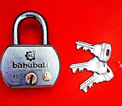 Lapfuture SL BAHUBALI Make in Aligarh 80MM Double Locking Lock 10 LEVER (3 Smart Keys) Padlock(Silver)