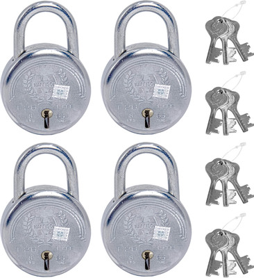 HARRISONLOCK T-26 LITE/BCP-0534_PK 4 Steel 8 Levers Padlock with 3 Keys (Pack of 4) Padlock(Chorme Plated)
