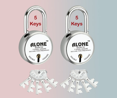 alone Round 50mm 5 Keys Each Long Neck 2 Padlocks for home door gate shutter shop Padlock(S.S)
