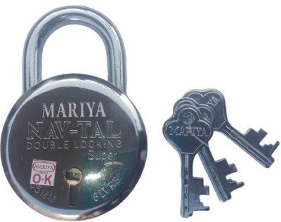 mariya Stenless Steel 8 Levers Padlocks Double Loking 65 mm Presing Lock & Key Padlock(Silver)