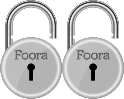 Foora Lock with 5 Keys Padlock Size 65mm Double locking 8 lever silver pack of 2 Padlock(Silver)