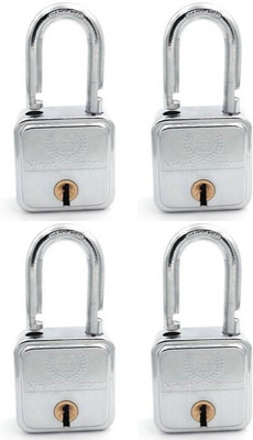 HARRISONLOCK Virat-0592 Iron 9 Levers Padlock with 4 Keys (Pack of 4) Padlock(Chrome Plated)