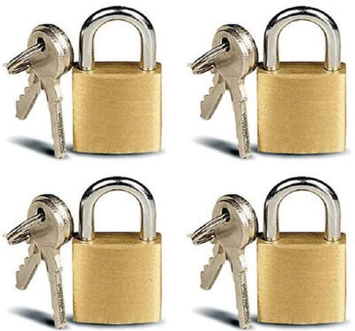 Eagean 4 Pack Mini Locks with Keys for Luggage, Backpacks, Copper Tiny Padlocks (25mm) Lock(Gold)