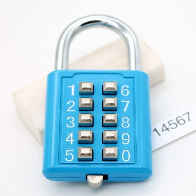 JGG Jain Gift Gallery 10 Digit Push Button Combination Padlock, 5 Digit Locking Mechanism Lock(Blue)