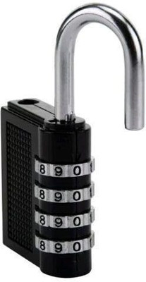 GLNRM 4 Digit Number Combination Padlocks For Luggage, Sports Bag, Boxes & Lockers Combination Lock(Black)
