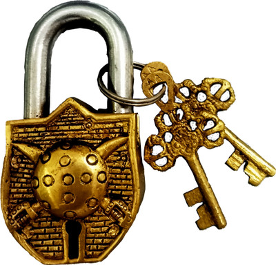 Peekdee Brass Pad Lock Padlock(Golden)