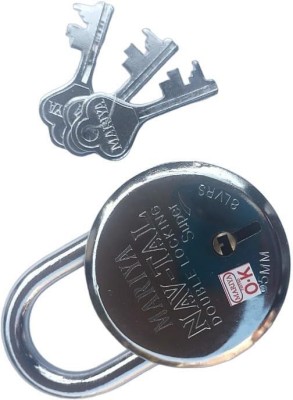 mariya Extra Durable Round Padlock 65mm Hard Shackle Double Locking | Padlock Padlock(Silver)