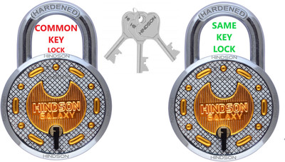 HINDSON Galaxy Brass Lock with Common Key, 2 Padlock with 3 Same Keys, Link Round 65mm Padlock(Gold)