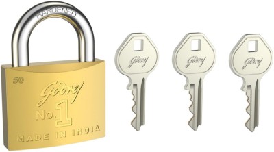 Godrej NO. 1 PADLOCK 50MM BRASS 3 KEYS Padlock(Gold)