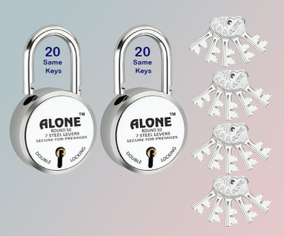 alone Round 50mm 20 Keys Same Long Neck 2 Padlocks for home door gate shutter shop Padlock(S.S)