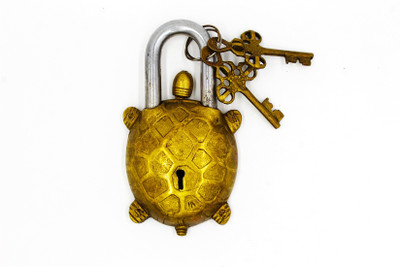 NATHAM Turtle Brass Lock Unique And Antique Beautiful Padlock Handicraft work Lock(Gold)