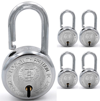 HARRISONLOCK Padlock/ Round Padlock 40mm 5 Lever With 3 Keys T-26-0272/ Mild Steel Material Padlock(Bright Chrome Polished)