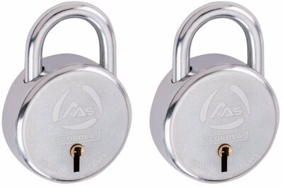 AAS COPULA Round 7 Lever 60 mm lock 3 Keys Steel door for home door Padlock(Silver)