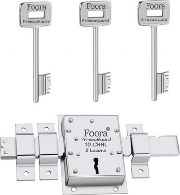 Foora PrimeGuard 10 Chal with Extra Key, 8 Lever, Operated Both Side Lock(Silver)