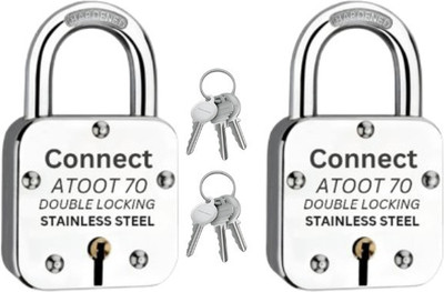 Connectlocks Atoot 70 mm Lock | Steel Body | Hardened Shackle | 7 Levers (PACK OF 2) Padlock(Steel)