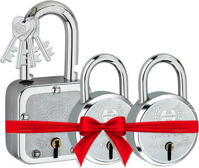 HARRISONLOCK Harrison Lock for Combo Pack Buy 1 Get 2 Free With 4 Keys Padlock Padlock(Chrome Plated)