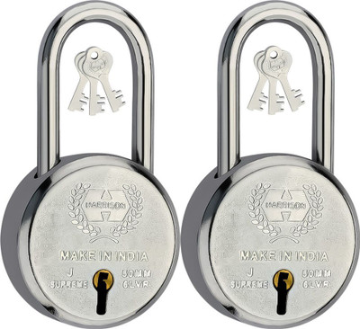 HARRISON 0659 J Supreme Round 50mm BCP Padlock with 7 Lever (Pack of 2) Padlock(Chrome Plated)