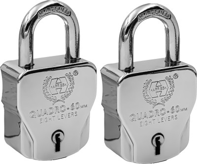 HARRISON 5561 Quadra 60mm Lock | S.S Lock | 4 Keys | Lock and Key | Door Lock | Pack of 2 Padlock(Chrome Plated)