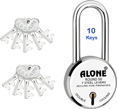 alone Round 50mm Long Neck 10 Keys Padlocks for home door gate shutter shop Padlock(S.S)