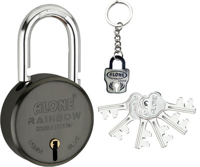 alone Rainbow Round 65mm lock 6 Keys Padlock for door Black Matte Finish Padlock(Antique)