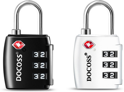DOCOSS Set Of 2-202 ABS TSA Lock for Luggage,Number LockS for Bag Luggage Locks Combination Lock(Black, Silver)