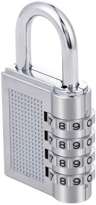 Shyam Sarowar 4-Digit Safe Painted PIN Hand Bag Shaped Combination Stainless Steel Padlock_61 Combination Lock(Silver)