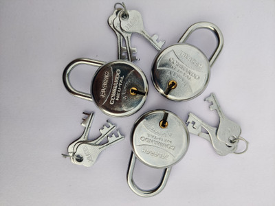 MEIBAO pack of 3 mini padlock for luggage / travel bag / suitcase with 3 keys each lock Padlock(Silver)