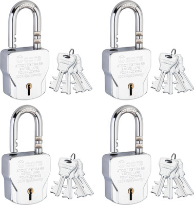 Ccore Atoot Extra 68mm 4 Key locks For Home and Office Padlock(Silver)