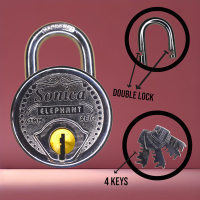 Brothe Lock Hous Sonica 67mm Heavy Lock System/Hardened Shackle/Shutter Lock/Round Lock(Silver) Padlock(Silver)
