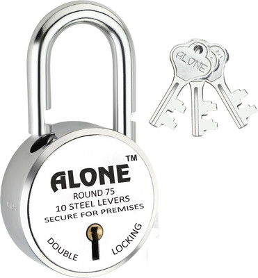 Fithome Alone Round 75mm Lock for Home Link Gate Shop Shutter, D/L 3 Keys (pack of 1) Padlock(Chrome)