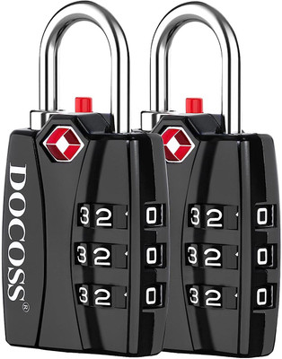 DOCOSS Set Of 2 -Metal Tsa Locks For Luggage/Number Locks /TSA lock Combination Lock(Black)