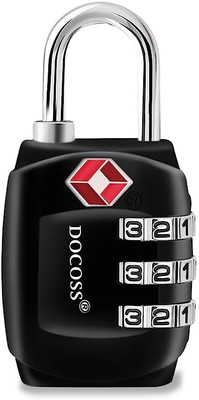 DOCOSS Set of 1-331-Black Metal TSA Lock/Number Lock for Luggage Password Travel Lock Combination Lock(Black)
